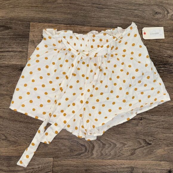 Billabong White and Yellow Polka Dot Women Shorts - Picture 1 of 4